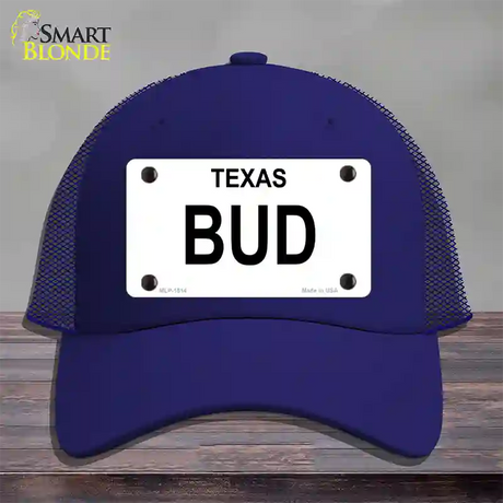 BUD Novelty License Plate Hat Mesh / Royal Blue