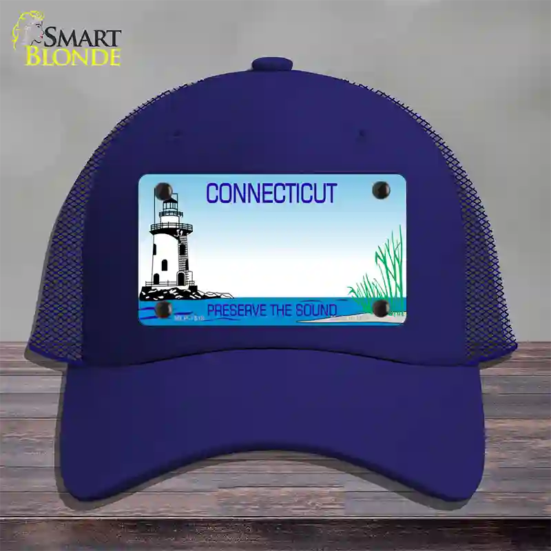 Connecticut Preserve State Blank Novelty License Plate Hat Mesh / Royal Blue