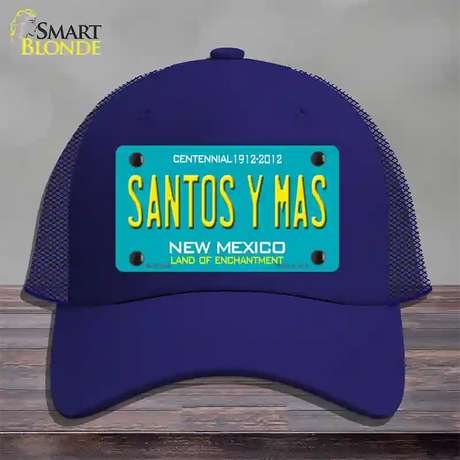 New Mexico Santos Y Mas Novelty License Plate Hat Mesh / Royal Blue