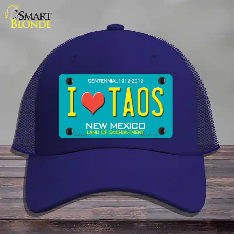 I Love Taos New Mexico Novelty License Plate Hat Mesh / Royal Blue