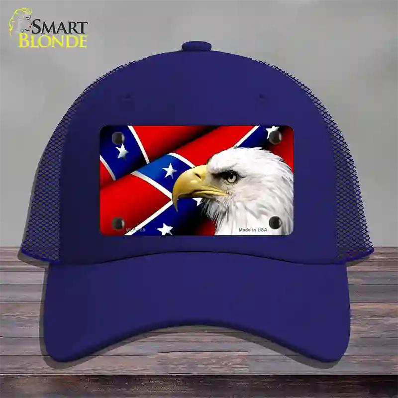 Confederate Flag Eagle Novelty License Plate Hat Mesh / Royal Blue