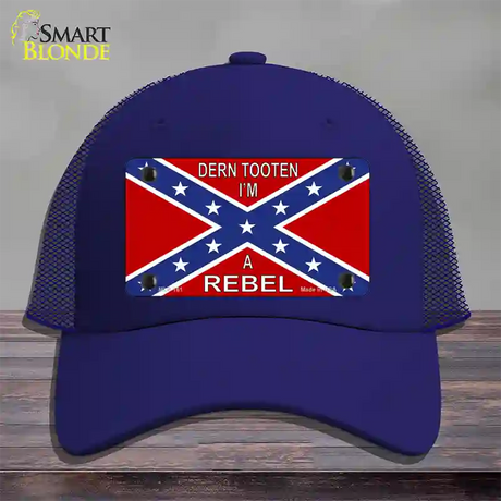 Im A Rebel Novelty License Plate Hat Mesh / Royal Blue