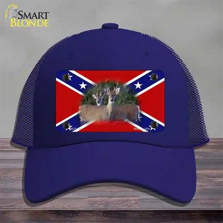 Rebel Deer Novelty License Plate Hat Mesh / Royal Blue