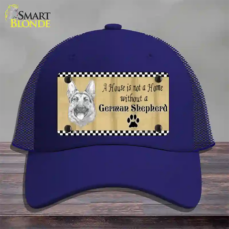 Pencil Sketch German Shepherd Novelty License Plate Hat Mesh / Royal Blue