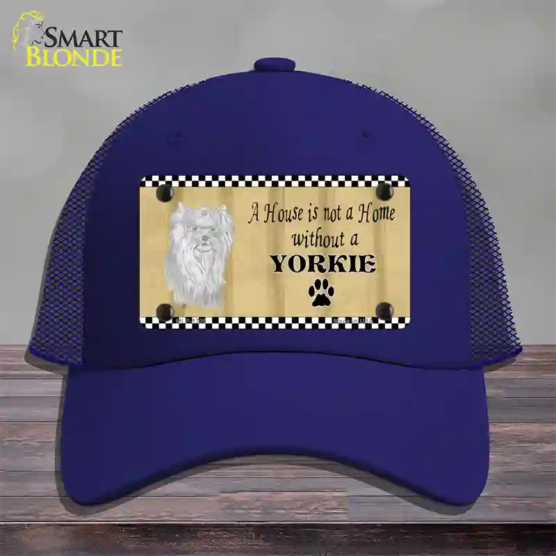 Pencil Sketch Yorkie Novelty License Plate Hat Mesh / Royal Blue