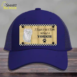 Pencil Sketch Yorkie Novelty License Plate Hat Mesh / Royal Blue