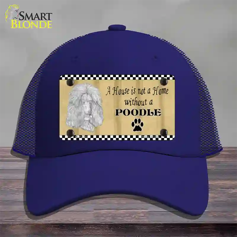 Pencil Sketch Poodle Novelty License Plate Hat Mesh / Royal Blue