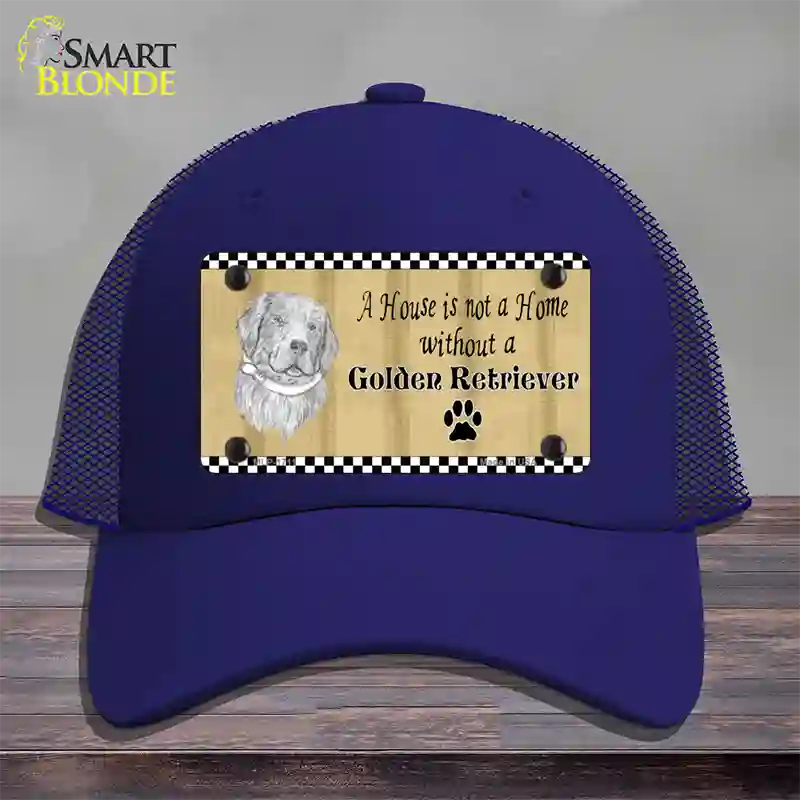 Pencil Sketch Golden Retriever Novelty License Plate Hat Mesh / Royal Blue