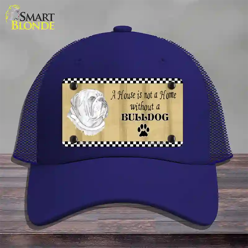 Pencil Sketch Bulldog Novelty License Plate Hat Mesh / Royal Blue