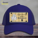 Pencil Sketch Schnauzer Novelty License Plate Hat Mesh / Royal Blue