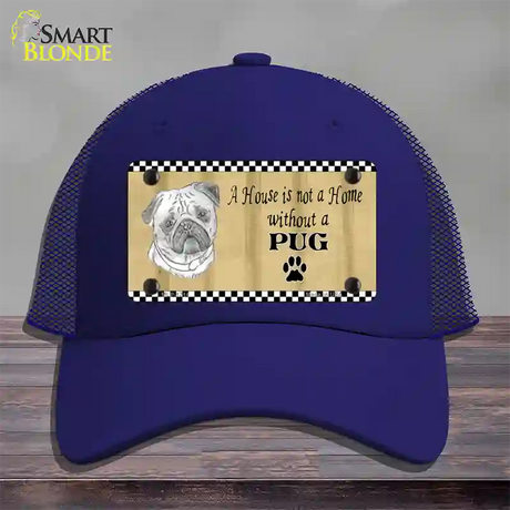 Pencil Sketch Pug Novelty License Plate Hat Mesh / Royal Blue