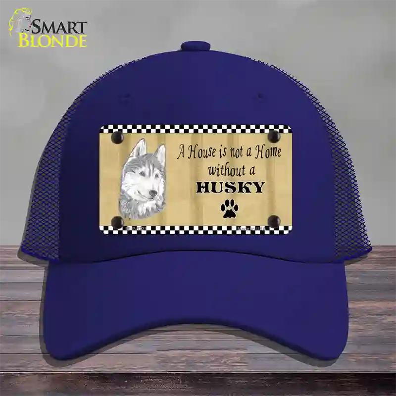 Pencil Sketch Husky Novelty License Plate Hat Mesh / Royal Blue