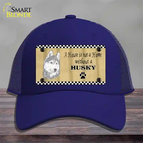 Pencil Sketch Husky Novelty License Plate Hat Mesh / Royal Blue