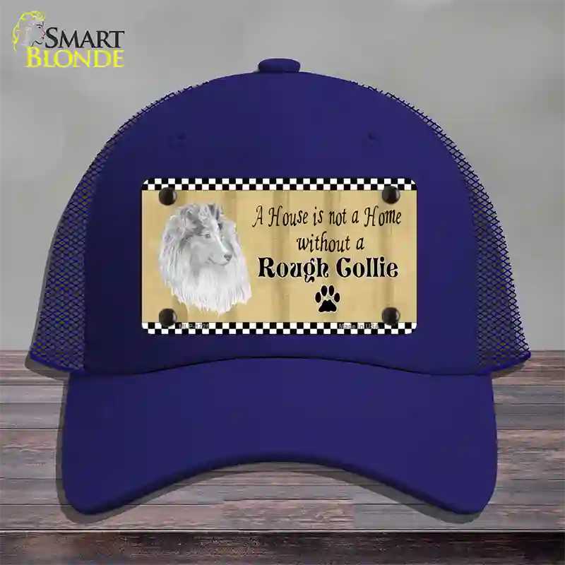 Pencil Sketch Rough Collie Novelty License Plate Hat Mesh / Royal Blue