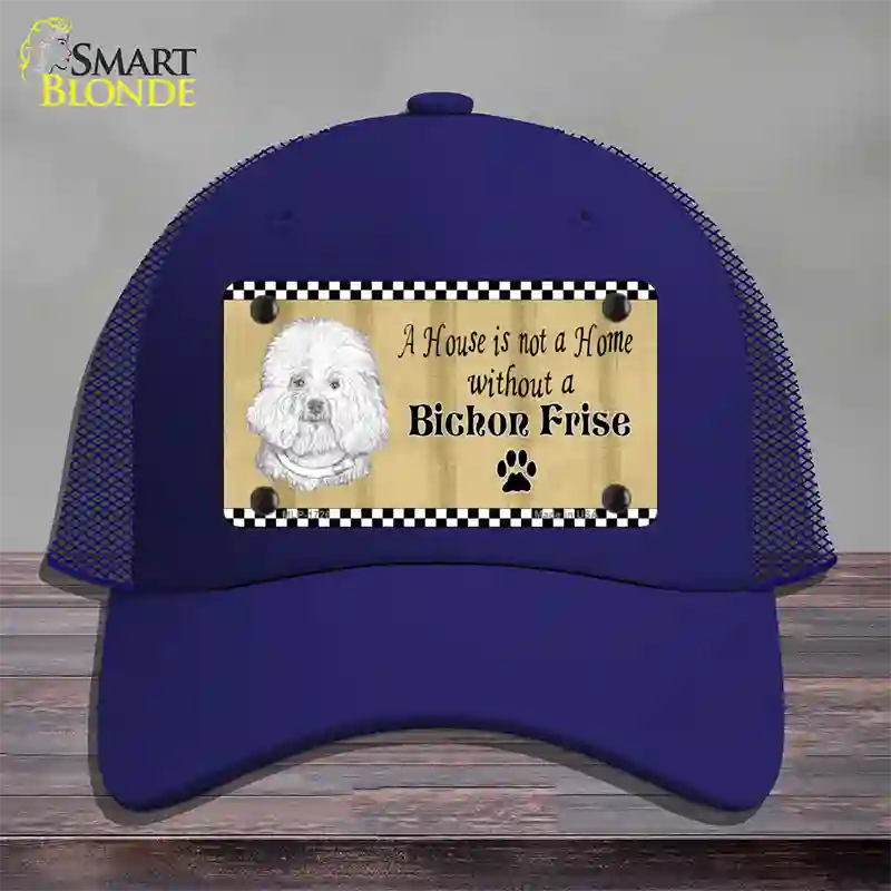 Pencil Sketch Bichon Frise Novelty License Plate Hat Mesh / Royal Blue