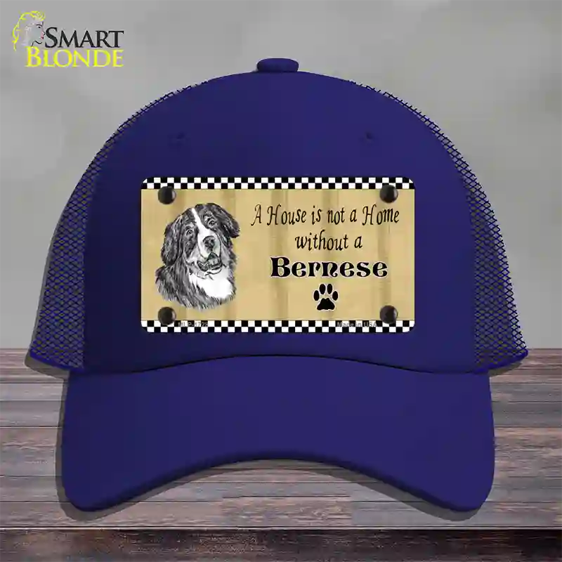 Pencil Sketch Bernese Novelty License Plate Hat Mesh / Royal Blue