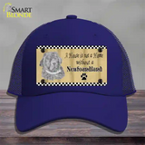 Pencil Sketch New Foundland Novelty License Plate Hat Mesh / Royal Blue