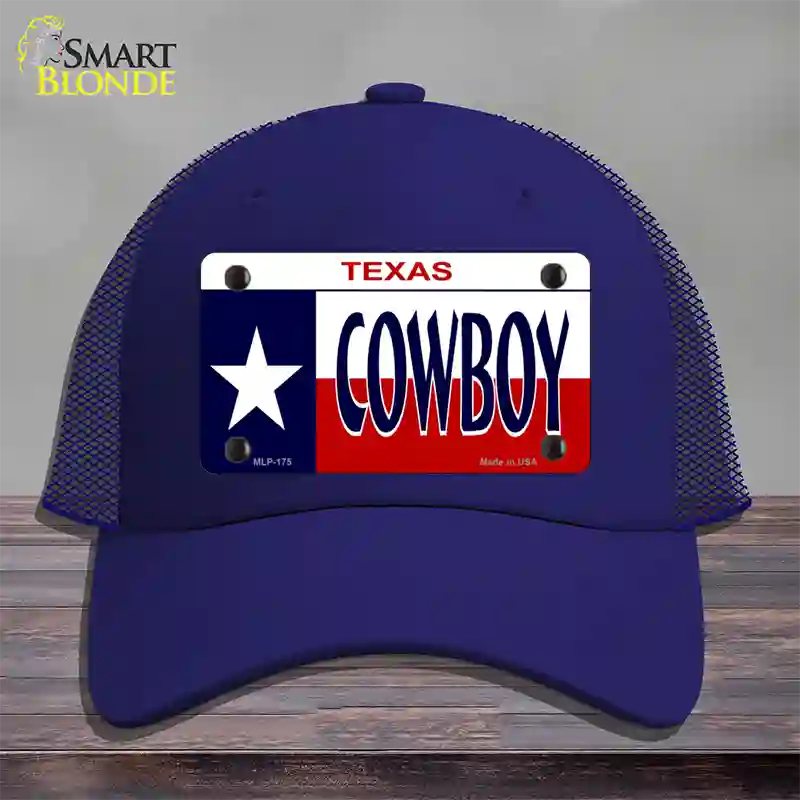 Cowboy Texas Novelty License Plate Hat Mesh / Royal Blue