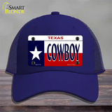 Cowboy Texas Novelty License Plate Hat Mesh / Royal Blue