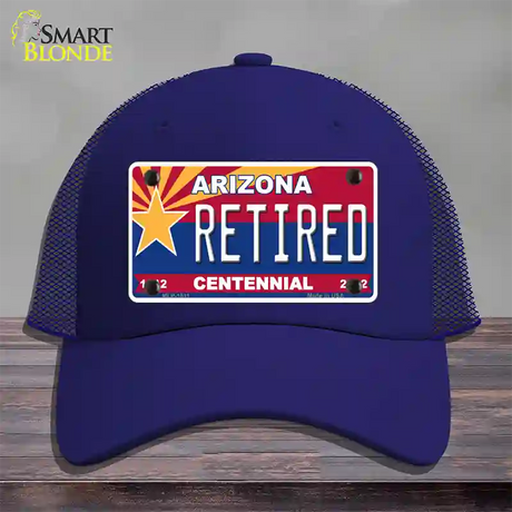 Arizona Centennial Retired Novelty License Plate Hat Mesh / Royal Blue