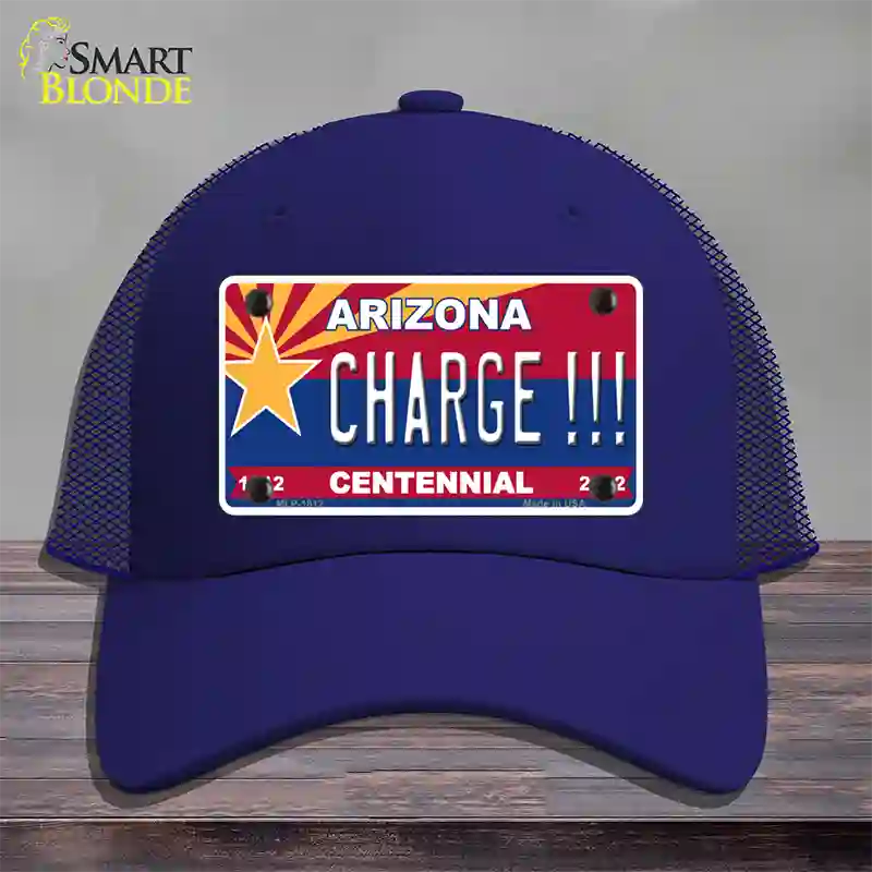 Arizona Centennial Charge Novelty License Plate Hat Mesh / Royal Blue