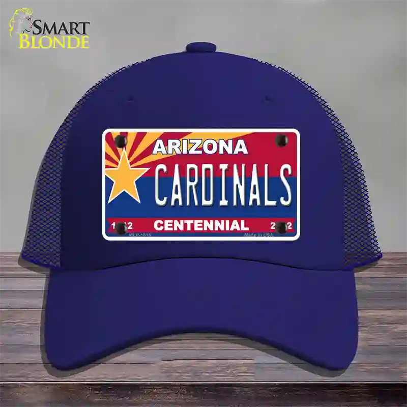 Arizona Centennial Cardinals Novelty License Plate Hat Mesh / Royal Blue