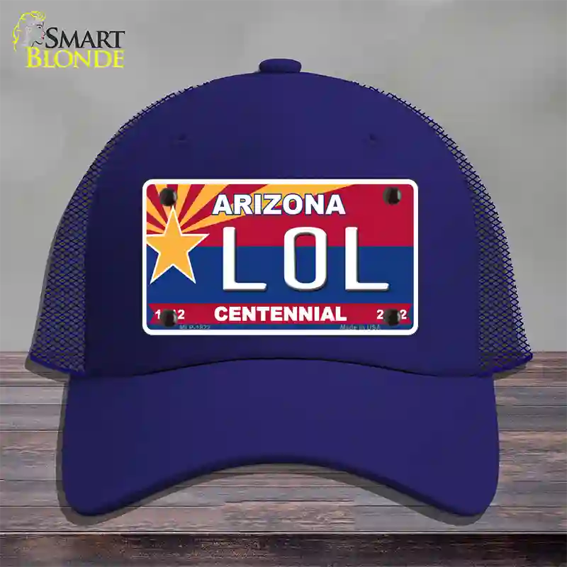 Arizona Centennial LOL Novelty License Plate Hat Mesh / Royal Blue