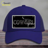 Cowgirl Black Novelty License Plate Hat Mesh / Royal Blue