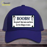 Boobs Proof Novelty License Plate Hat Mesh / Royal Blue