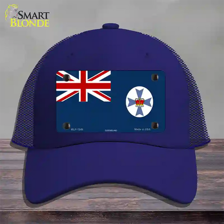 Queensland Flag Novelty License Plate Hat Mesh / Royal Blue