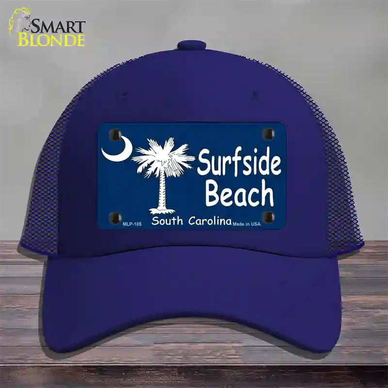 Surf Side Beach Novelty License Plate Hat Mesh / Royal Blue