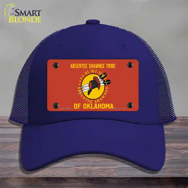 Absentee Shawnee Tribe Flag Novelty License Plate Hat Mesh / Royal Blue