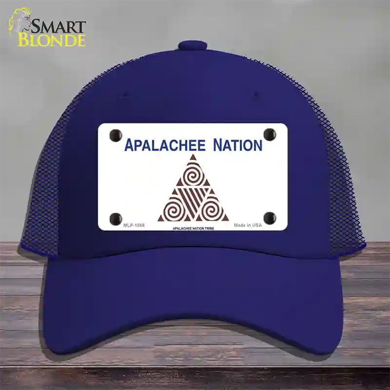 Apalachee Nation Flag Novelty License Plate Hat Mesh / Royal Blue