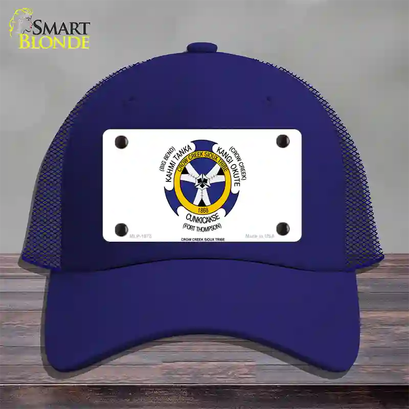 Crow Creek Sioux Tribe Flag Novelty License Plate Hat Mesh / Royal Blue