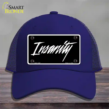 Insanity Novelty License Plate Hat Mesh / Royal Blue