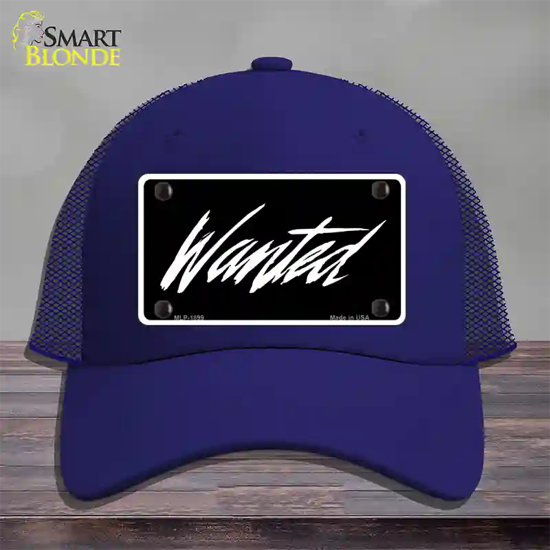 Wanted Novelty License Plate Hat Mesh / Royal Blue