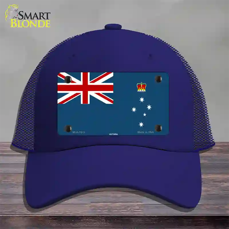 Victoria Flag Novelty License Plate Hat Mesh / Royal Blue