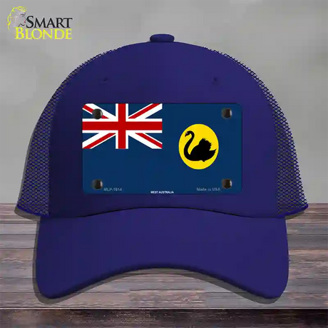 West Australia Flag Novelty License Plate Hat Mesh / Royal Blue