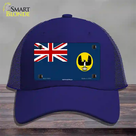 South Australia Flag Novelty License Plate Hat Mesh / Royal Blue