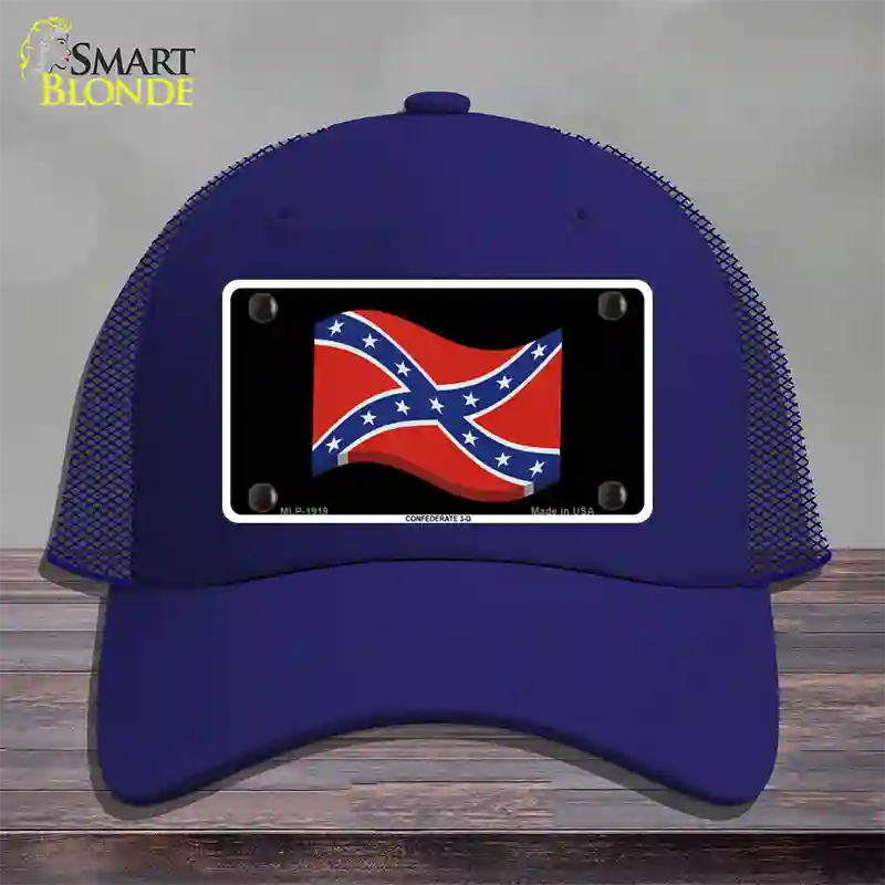 Confederate 3-D Flag Novelty License Plate Hat Mesh / Royal Blue