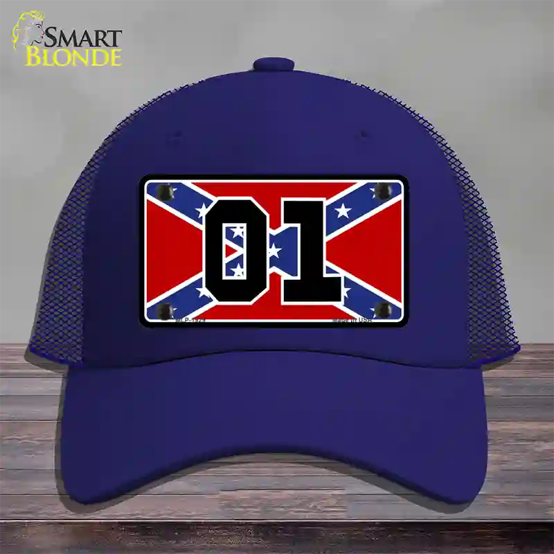 Confederate Flag 01 Novelty License Plate Hat Mesh / Royal Blue