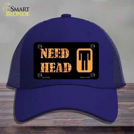 Need Head Novelty License Plate Hat Mesh / Royal Blue