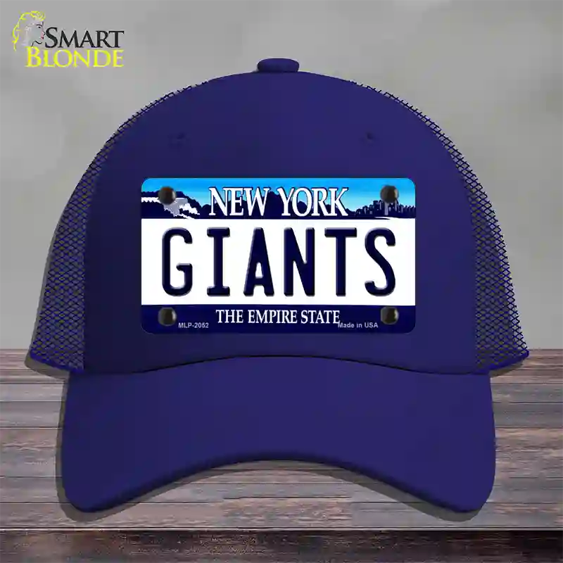 Giants New York State Novelty License Plate Hat Mesh / Royal Blue