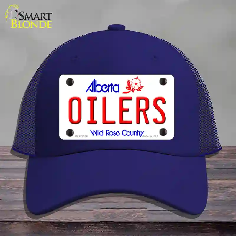 Oilers Alberta Canada Province Novelty License Plate Hat Mesh / Royal Blue