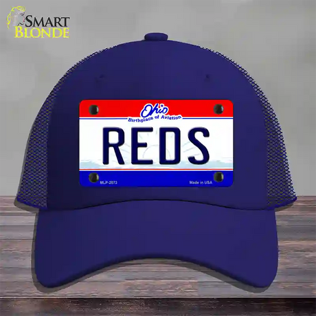 Reds Ohio State Novelty License Plate Hat Mesh / Royal Blue