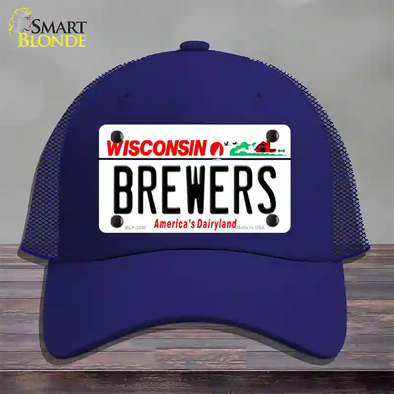 Brewers Wisconsin State Novelty License Plate Hat Mesh / Royal Blue