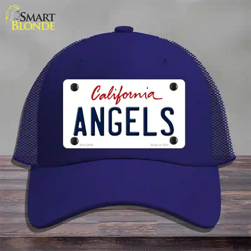 Angels California State Novelty License Plate Hat Mesh / Royal Blue