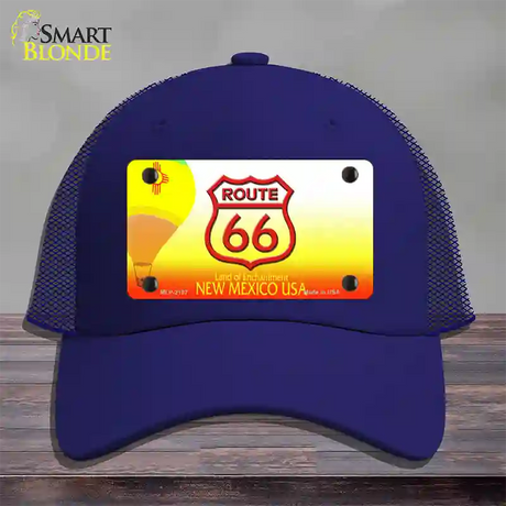 Route 66 Shield New Mexico Novelty License Plate Hat Mesh / Royal Blue