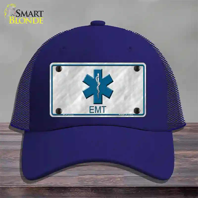 EMT Novelty License Plate Hat Mesh / Royal Blue