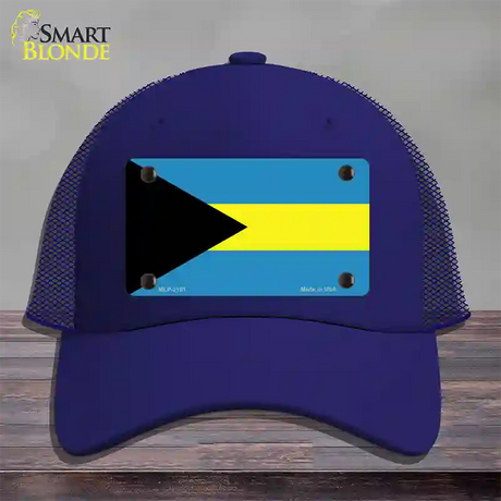 Bahamas Flag Novelty License Plate Hat Mesh / Royal Blue